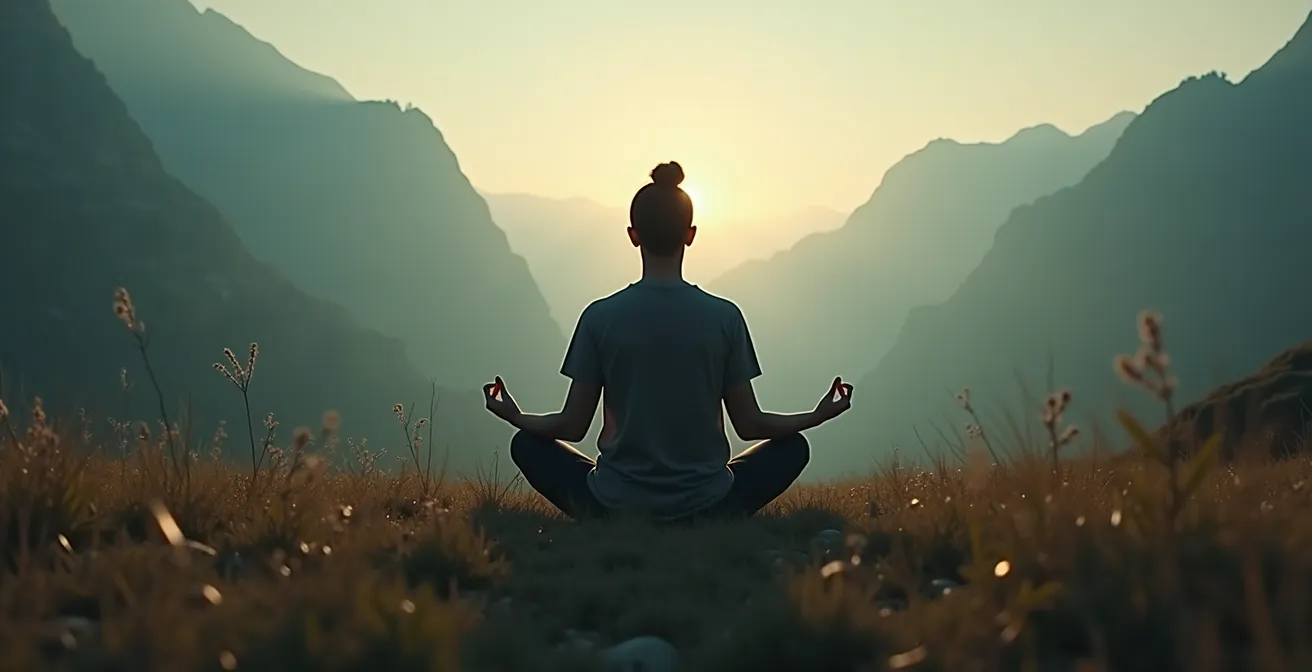 Persona in meditazione all'aperto, simbolo di calma e equilibrio interiore durante il viaggio