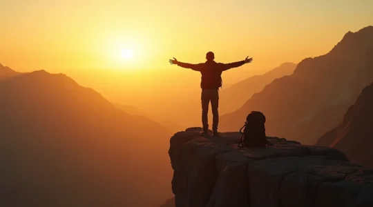 Persona che contempla l'orizzonte durante un viaggio trasformativo verso la crescita personale