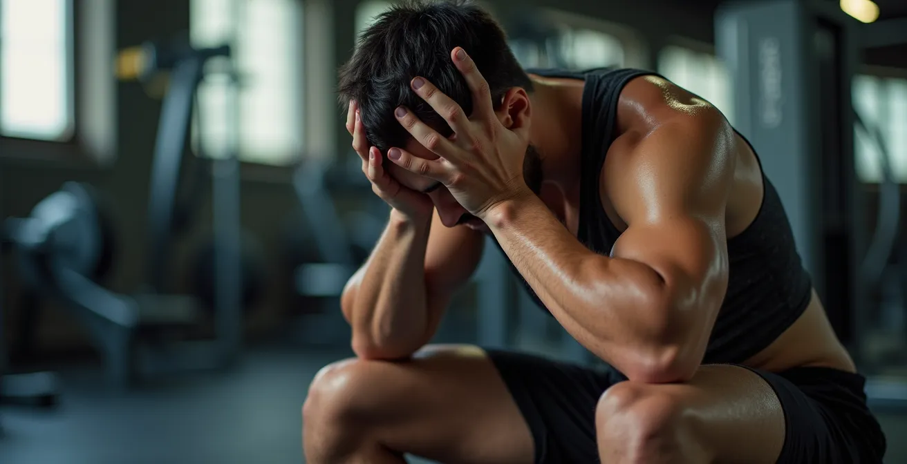 Rappresentazione simbolica dello squilibrio tra allenamento fisico eccessivo e esaurimento mentale