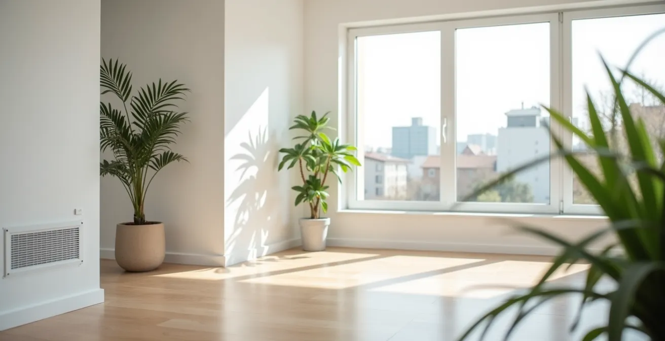 Vista panoramica di soggiorno italiano con sistema VMC integrato