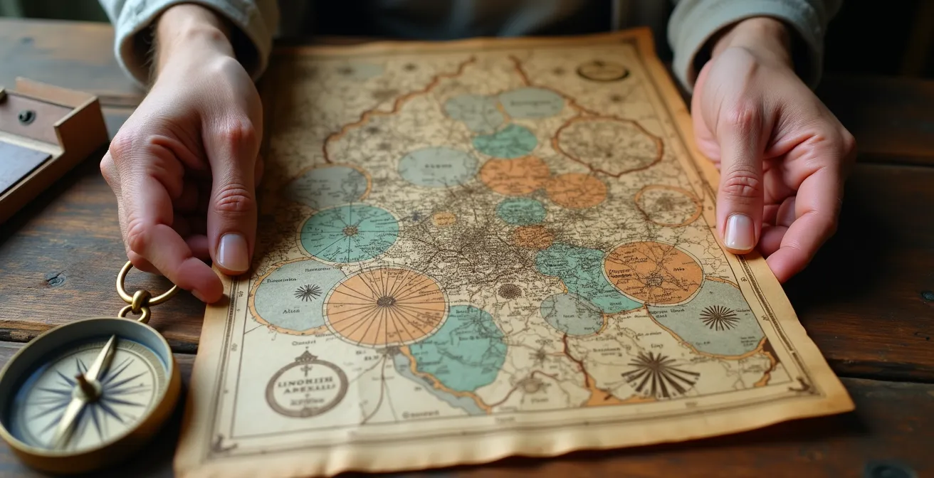 Mani che studiano una mappa cartacea con appunti personali