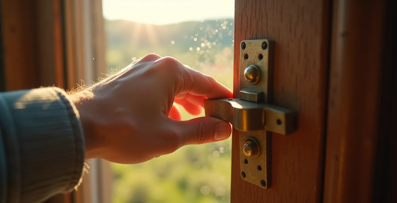 Dettagli macro di apertura finestra e ricambio aria