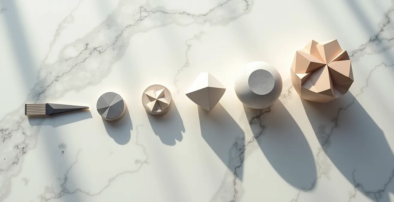 Timeline visuale con icone astratte che rappresentano l'evoluzione delle competenze nell'arco di 12 mesi