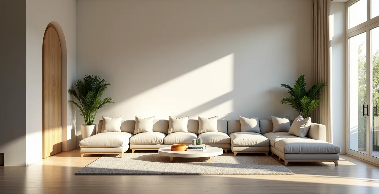 Soggiorno italiano preparato con tecniche professionali di home staging per la vendita