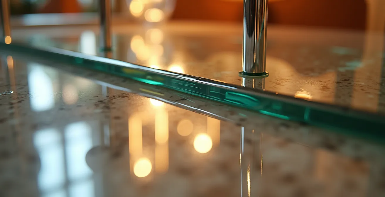 Dettaglio ravvicinato di superficie riflettente con giochi di luce in appartamento italiano